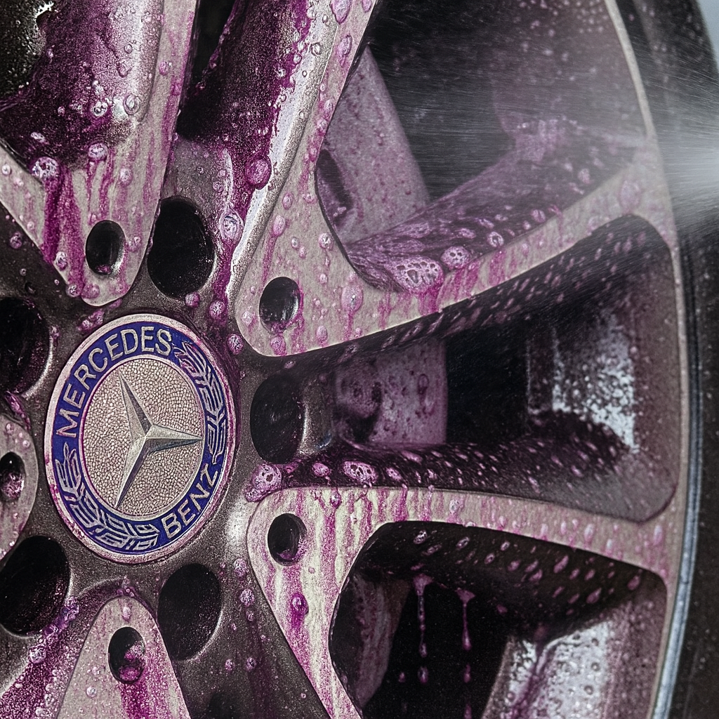 felgenreiniger wird aufgesprüht