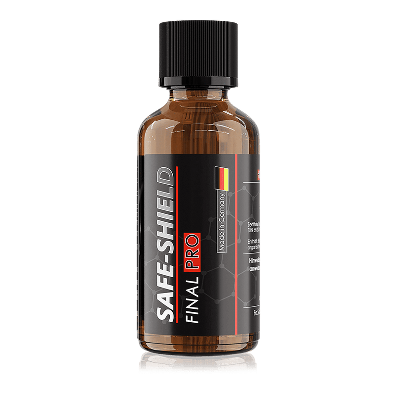 Recubrimiento cerámico Final PRO de Safe-Shield en un frasco de vidrio marrón