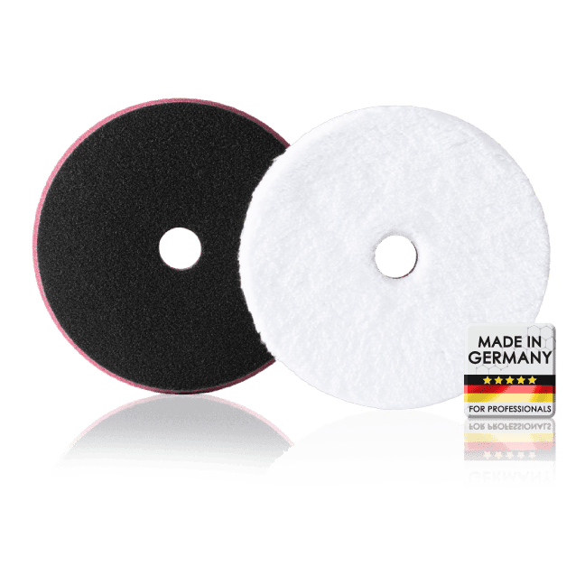 Safe-Shield Microfibre Cutting Pad with hook-and-loop backing and a white polishing face