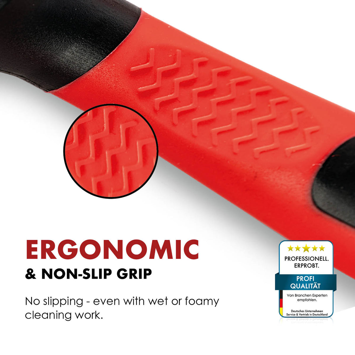 Rubberised non-slip handle of the grey Allround detailing brush