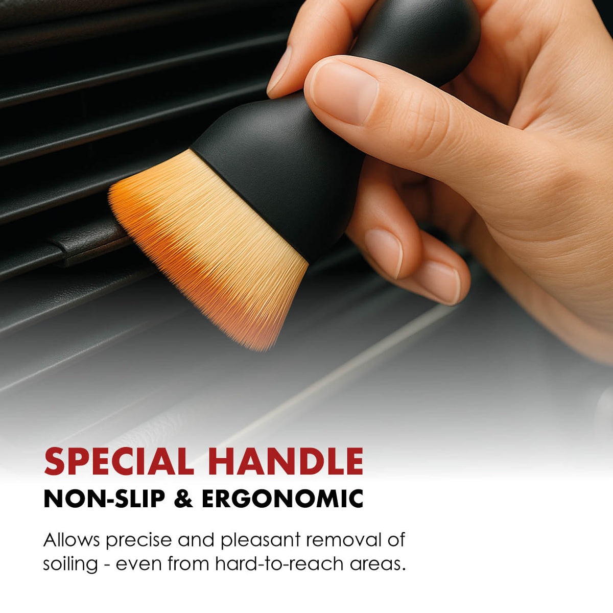 Ultra Soft interior brush cleaning a car air vent