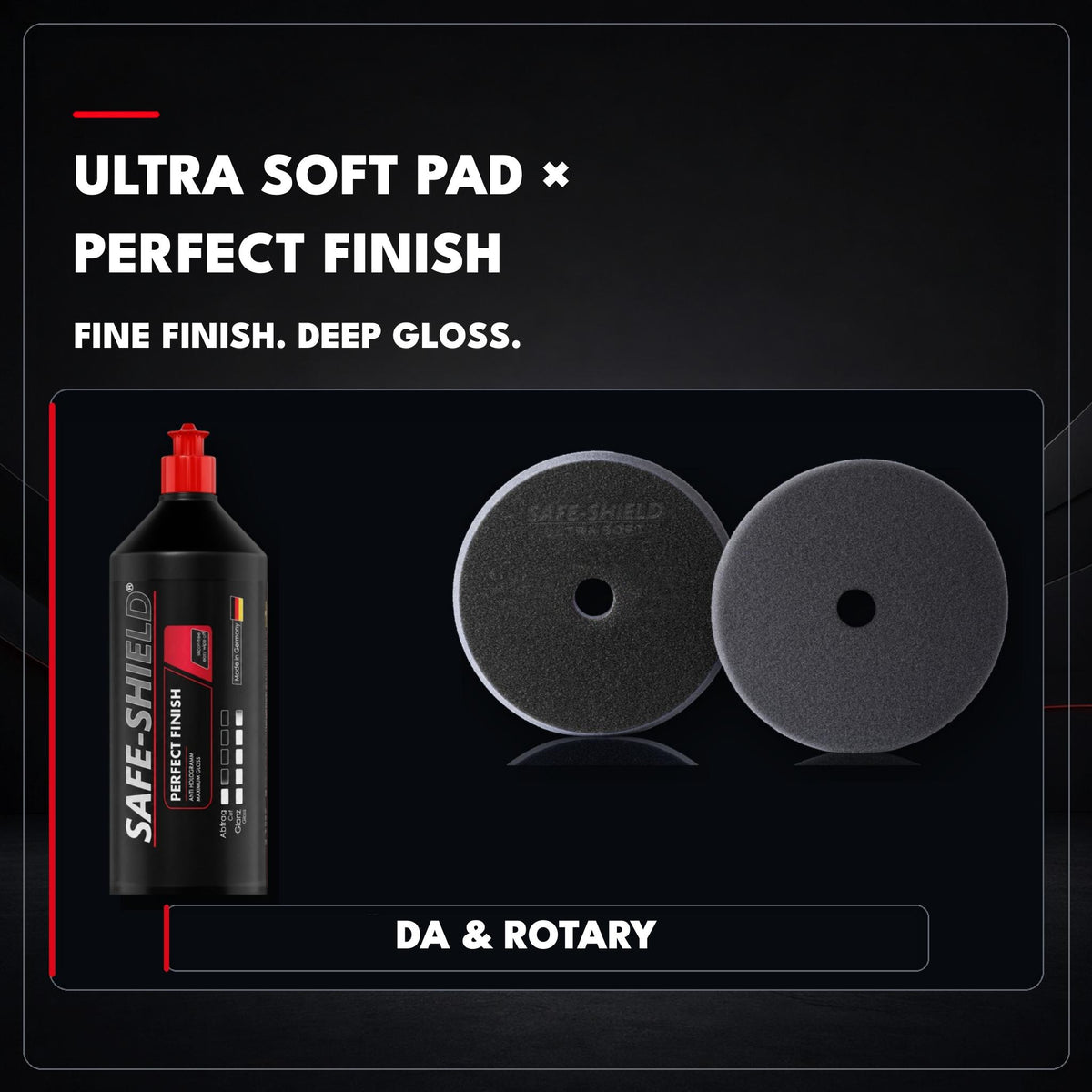 Ultra Soft Polierpad mit Perfect Finish Politur für feines Finish und Tiefenglanz, geeignet für Exzenter und Rotation.
