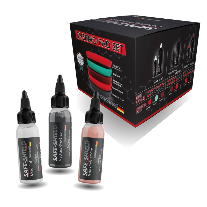 Set de 5 almohadillas de pulido + muestras de pulimento 3x 45ml