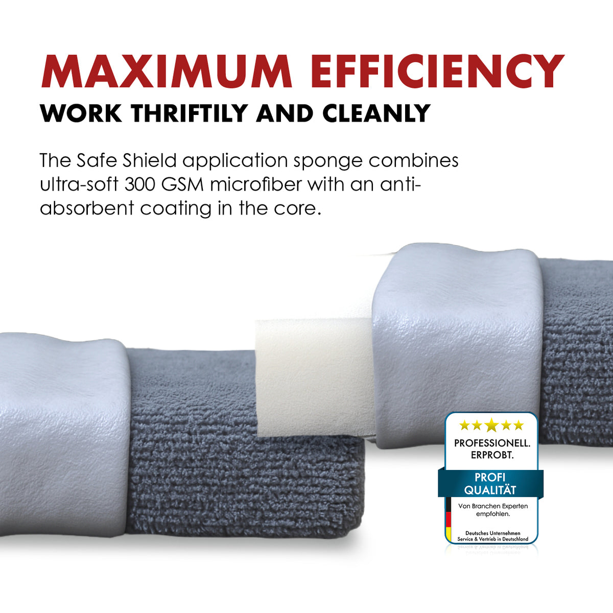 Safe-Shield regular microfibre applicator showing its inner barrier and soft microfibre outer layer.